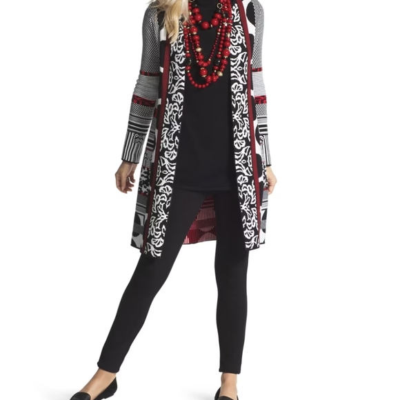 Chico's Natasha Cardigan Sweater, Mixed Pattern - Picture 13 of 13